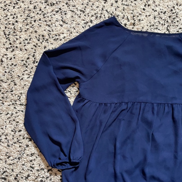 Large long sleeve navy blue blouse - Picture 4 of 5